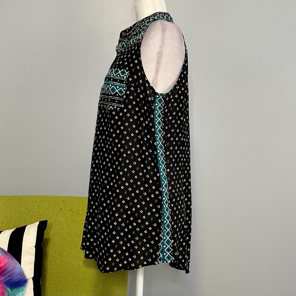 Akemi + Kin Anthropologie Ira Black Blue & White Tunic Tank Top - Picture 3 of 6